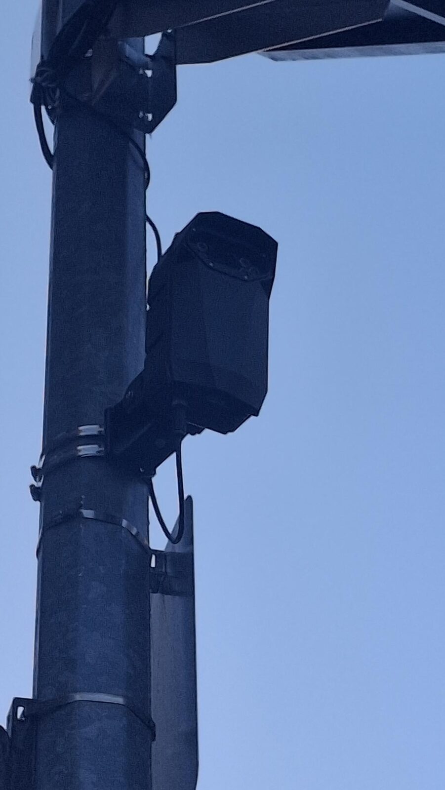 Close-up of the same undeclared Cloudrunner camera head at Bloor & Spadina.